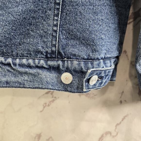 Pilcro Jacket Women XS Denim Jean Trucker Faux Fur Shearling Sherpa - Picture 8 of 11